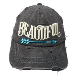 Beautiful Arrow Strapback Baseball Cap Gray One Size Distressed 4350 District